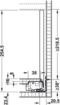 Schubkasten-Garnitur für Legrabox | Ausführung: Korpusschiene Blumotion S | Zargenhöhe: 240 mm