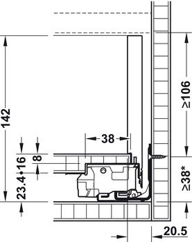 Schubkasten-Garnitur für Legrabox | Ausführung: Korpusschiene Blumotion S | Zargenhöhe: 128 mm