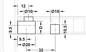 Verbindergehäuse von Häfele Rafix 20 | Bohrtiefe: 14,02 mm +0,2 mm | Für Holzdicke ab 19 mm