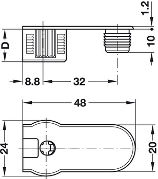 Verbindergehäuse von Häfele Rafix 20 | Bohrtiefe: 14,02 mm +0,2 mm | Für Holzdicke ab 19 mm