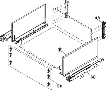 Schubkasten-Garnitur für Legrabox | Ausführung: Korpusschiene Blumotion S | Zargenhöhe: 240 mm