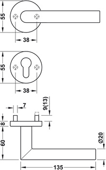 Türdrücker-Garnitur mit Profilzylinder | Modell: Startec PDH3103 | Ausführung: DIN rechts