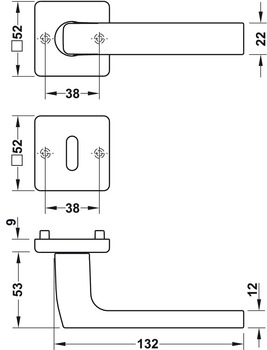 Türdrücker-Garnitur mit Buntbart | Hoppe Dallas 1643/52KV/52KVS | Farbe: silber