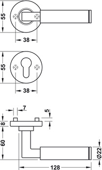 Türdrücker-Garnitur mit Buntbart | Modell: Startec PDH3107 | Ausführung: DIN links und rechts