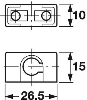 Stangenführung für Profilstange | Breite: 26,5 mm | Farbe: vernickelt