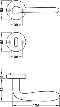 Türdrücker-Garnitur mit Profilzylinder | Hoppe Cardiff E1850Z/17KV/17KVS | Farbe: silber