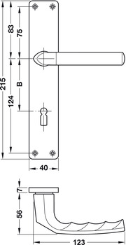 Türdrücker-Garnitur mit Buntbart | Hoppe Birmingham 1117/202SP | Farbe: silber