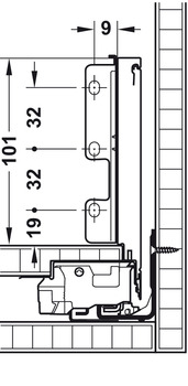 Schubkasten-Garnitur für Legrabox | Ausführung: Korpusschiene Blumotion S | Zargenhöhe: 128 mm