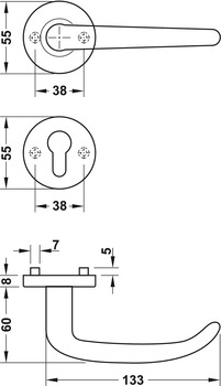 Türdrücker-Garnitur mit Profilzylinder | Modell: Startec PDH3104 | Ausführung: DIN links und rechts