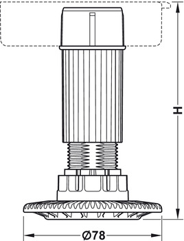 Rohr mit Einschraubgleiter von Häfele | Modell: AXILO™ 78  | Bauhöhe: 200 mm