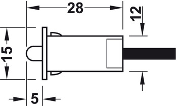 Häfele Loox Türkontaktschalter | 2 m Kabellänge | Farbe: schwarz