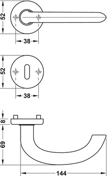 Türdrücker-Garnitur für WC/Badezimmer | Hoppe Marseille E1138Z/42KV/42KVS | Farbe: silber