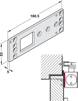 Montageplatte für Geze TS 2000 | Länge: 160,5 mm | Farbe: silber