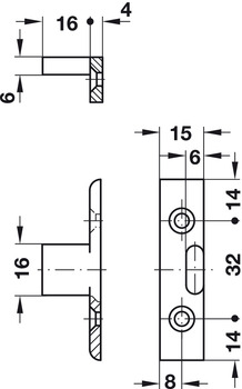 Rahmenteil von Häfele | Modell: Keku EH | Bohrabstand: 32 mm