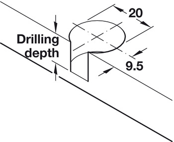 Verbindergehäuse von Häfele Rafix 20 | Bohrtiefe: 14,02 mm +0,2 mm | Für Holzdicke ab 19 mm