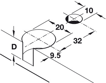 Verbindergehäuse von Häfele Rafix 20 | Bohrtiefe: 14,02 mm +0,2 mm | Für Holzdicke ab 19 mm