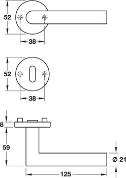 Türdrücker-Garnitur mit Profilzylinder | Hoppe Amsterdam E1400Z/42KV/42KVS | Farbe: silber
