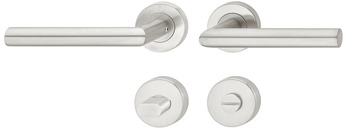 Türdrücker-Garnitur für WC/Badezimmer | Modell: G-Form | Farbe: Silber matt