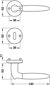 Türdrücker-Garnitur mit Buntbart | Hoppe Athinai M156/19KV/19KVS | Farbe: verchromt