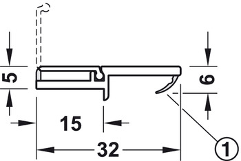 Schlagleiste für zweiflügelige Schränke | Länge: 2500 mm | Breite: 32 mm