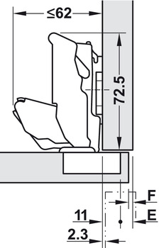 Topfplatte für Blum Clip Top | Modell: 71B7550 | Anschlag: Eckanschlag