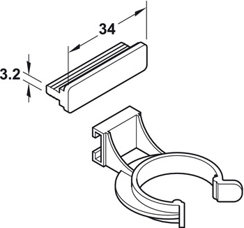 Sockelblendenclip für Häfele AXILO™ 78 | Breite: 34 mm | Farbe: weiß