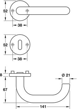 Türdrücker-Garnitur mit Profilzylinder | Hoppe Paris E138Z/42KV/42KVS | Farbe: silber