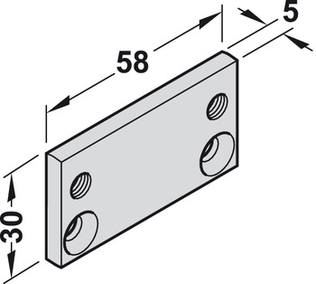 Montageplatte für Geze TS 2000 und TS 4000 | Länge: 58 mm | Farbe: silber