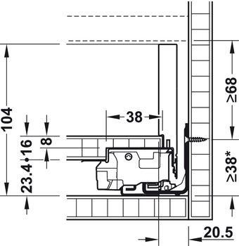 Schubkasten-Garnitur für Legrabox | Ausführung: Korpusschiene Blumotion S | Zargenhöhe: 90 mm