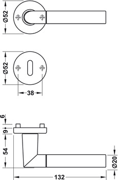 Türdrücker-Garnitur mit Buntbart | Hoppe Lecce 1405/42KV/42KVS | Farbe: silber