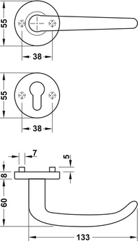 Türdrücker-Garnitur mit Buntbart | Modell: Startec PDH3104  | Ausführung: DIN links und rechts