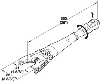 Verstellwerkzeug für Sockelsystem Häfele AXILO™ 78 | Länge: 660 mm | Farbe: grau/rot